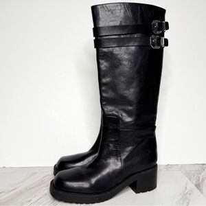 Marc Fisher Dariya Black Leather Tall Boot 9 1/2 M